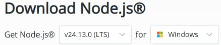 2026年1月にリリースされているNodeの最新安定版のスクリーンショット