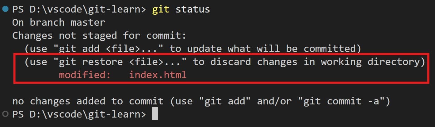 git statusコマンドの実行結果その6