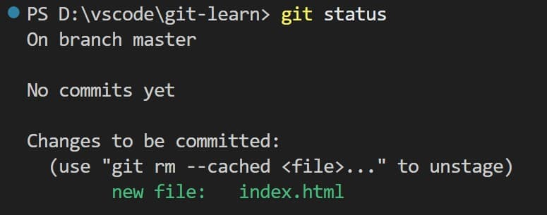 git statusコマンドの実行結果その3