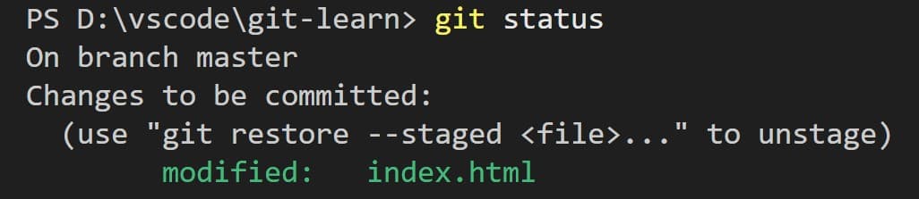 git statusコマンドの実行結果